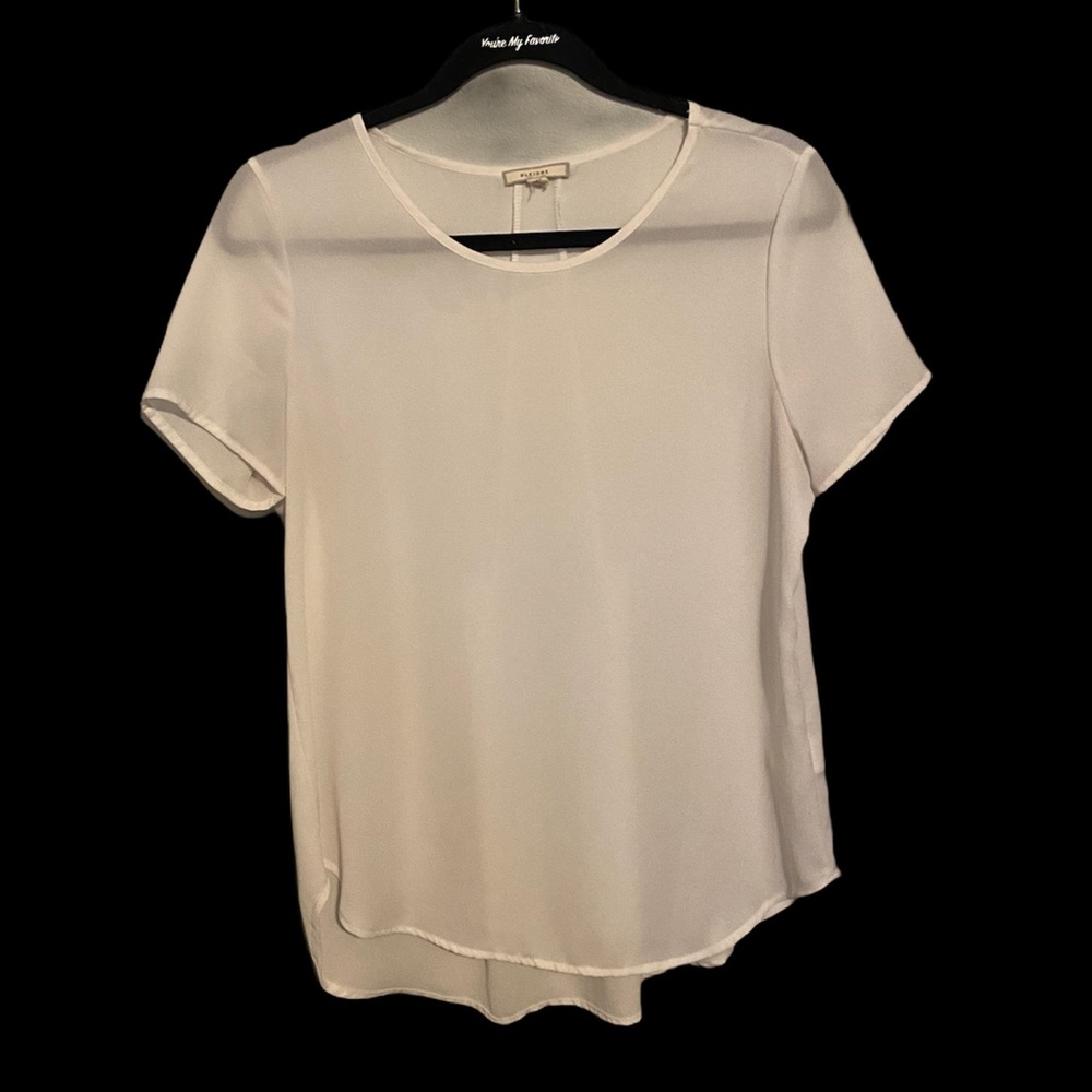 Pleione sheer blouse with pleated back detail. EUC